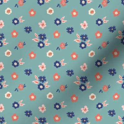  small flowers fillers for quilt | teal backrgound