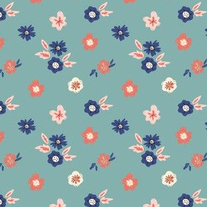  small flowers fillers for quilt | teal backrgound