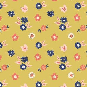  small flowers fillers for quilt | yellow backrgound