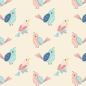 micro | birds | Quilt |  off white background