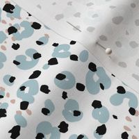 Double spots cheetah and leopard animal print and little speckles for the boho style nursery black blue beige on white 
