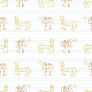  Cute rainbow scribble dog kids doodle background. 