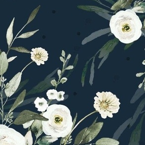 Wild, floral, Annabelle florals - Navy ( large )