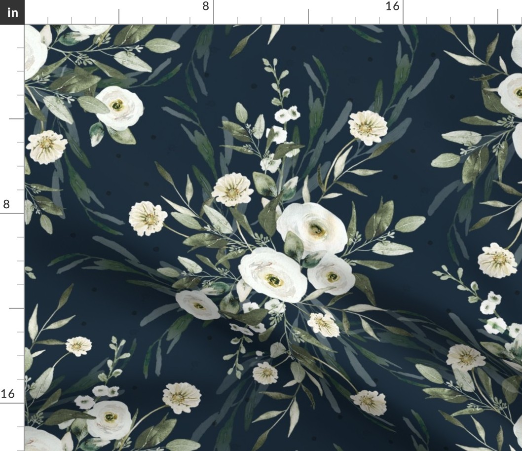 Wild, floral, Annabelle florals - Navy ( large )