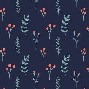 micro | little flowers | quilt | dark blue background