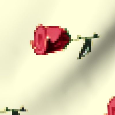 Pixel Art Floral Rose - white red
