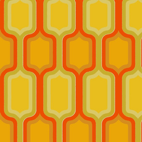 70s Funky Retro Geometric Pattern Mustard Gold 