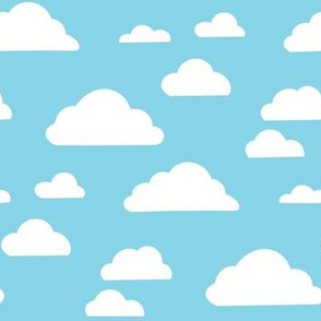 Clouds fabric - baby nursery fabric - clouds wallpaper, baby girl nursery, baby boy nursery, trendy nursery wallpaper - Blue