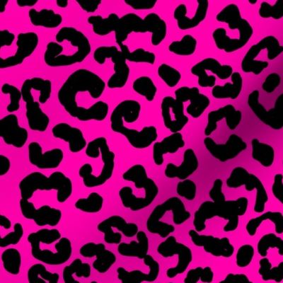 Leopard print fabric - cheetah print - hot pink black 