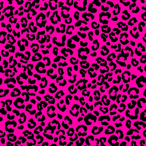 Leopard print fabric - cheetah print - hot pink black 