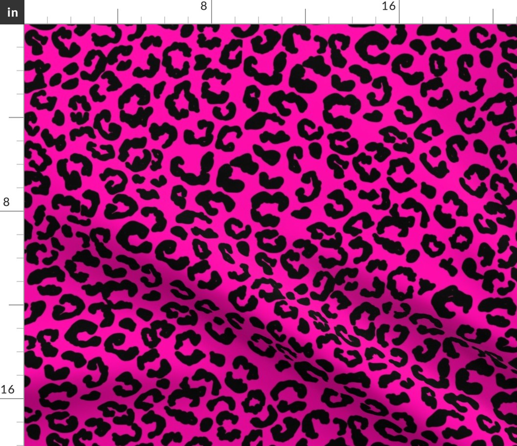 Leopard print fabric - cheetah print - hot pink black 