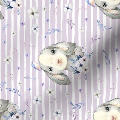 8" Lilac Bunny - Lilac Stripes 90 degrees