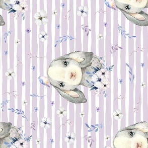 8" Lilac Bunny - Lilac Stripes 90 degrees