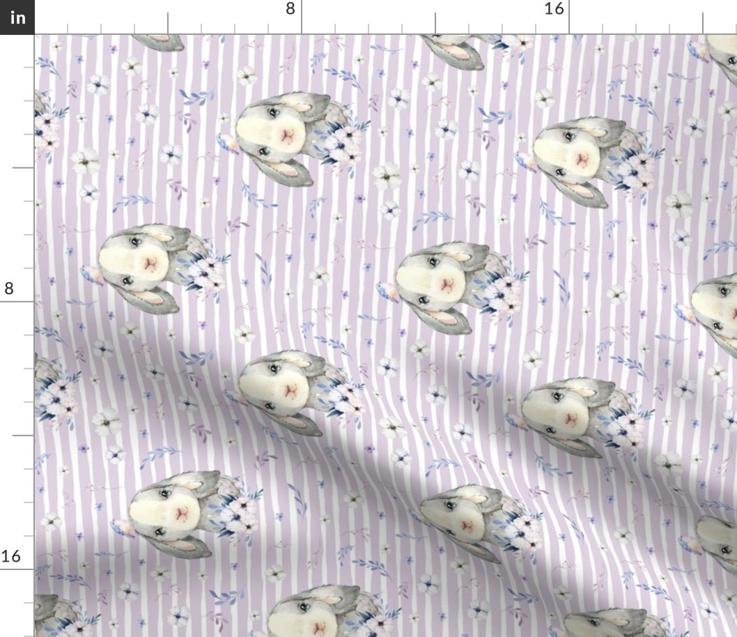 8" Lilac Bunny - Lilac Stripes 90 degrees