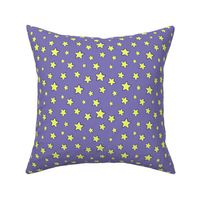 Yellow stars on  periwinkle (purple-blue).