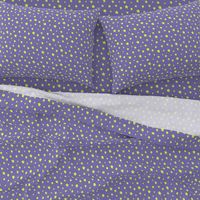 Yellow stars on  periwinkle (purple-blue).