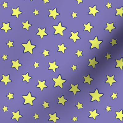 Yellow stars on  periwinkle (purple-blue).