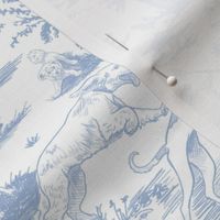 Small Dog Park Toile de Jouy, Soft Blue on White