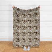 Trotting Lagotto Romagnolo and paw prints - faux linen