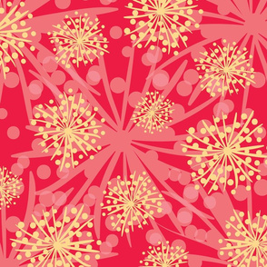danelions meadow in bright red by rysunki_malunki