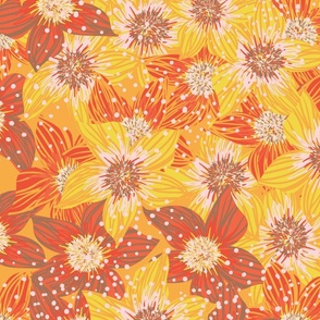 yellow aon orange flowers garden by rysunki_malunki
