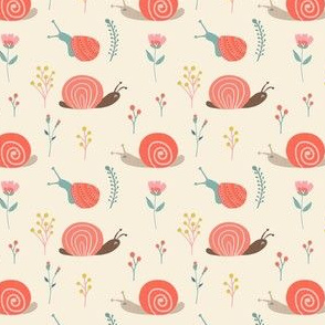 micro | cute snails| quilt | off white background