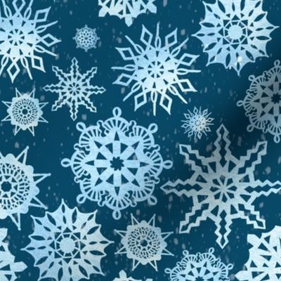 Paper Snowflakes on Navy