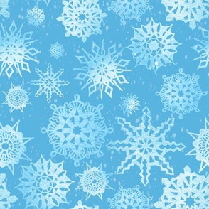 Paper Snowflakes on Sky Blue