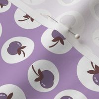 Purple cherries in circles on lavender background