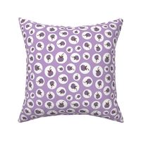 Purple cherries in circles on lavender background
