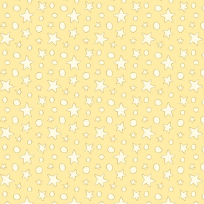 Pale yellow stars and dots on yellow background