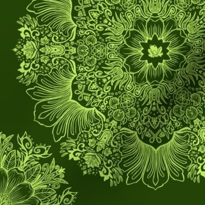 Tiana Dark Green Monochrome Mandala