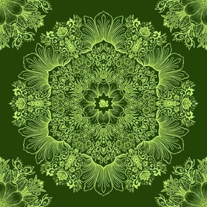 Tiana Dark Green Monochrome Mandala