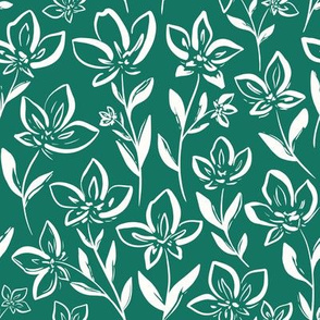 Inky Florals- Forest Green