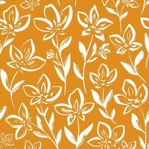 Inky Florals-Mustard Yellow