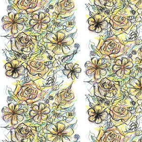 Flowers in Colour Pencil and Ink - Stripes (Large)