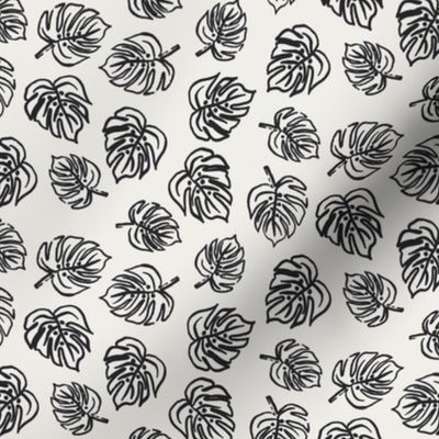 Tropical Monstera Outline Leaves Monochrome - CP34