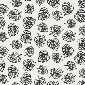 Tropical Monstera Outline Leaves Monochrome - CP34