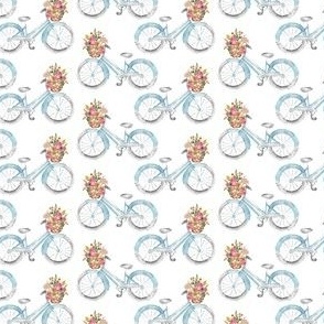 Blue Bike with Basket|Bicycle Flowers|Renee Davis