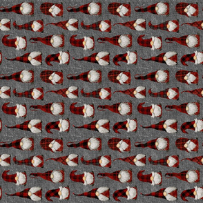 Red Buffalo Plaid Gnomes on Grey linen rotated - small scale