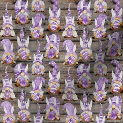 Purple Easter Bunny Gnomes on Barn wood - extra small scale 