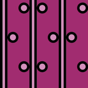 Twelve Inch Light Pink Circles and Vertical Stripes on Dark Pink