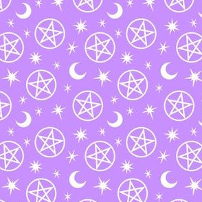 Pentagrams and Stars White on Purple