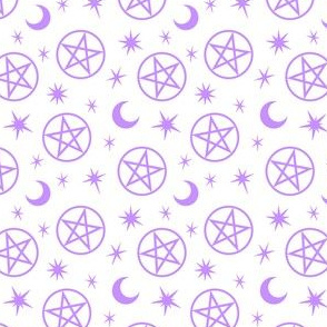 Pentagrams and Stars Purple on White