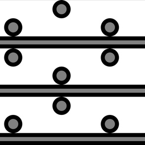 12 Inch Medium Gray Circles and Horizontal Stripes on White