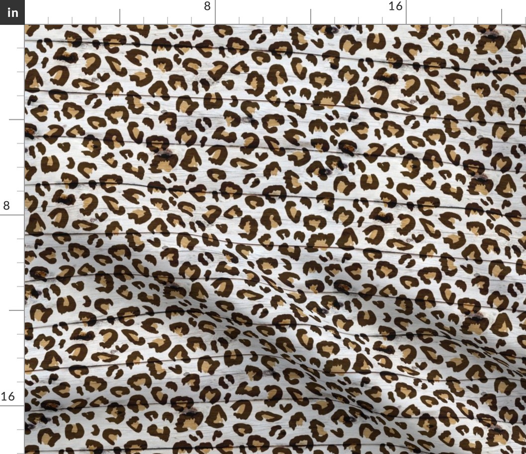 Leopard Print on a Wood Background - medium scale 