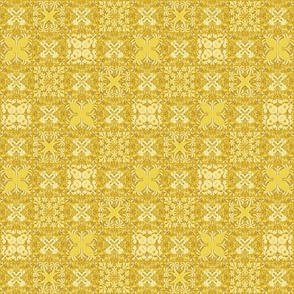 Yellow and Gold 2 inch block Hawaiian Quilt