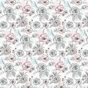 HAND DRAWN FLORALS PASTEL TONES small      by art for joy lesja saramakova gajdosikova design