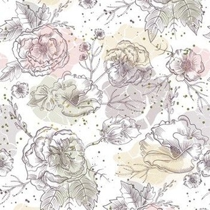 HAND DRAWN FLORALS EARTH TONES  medium  by art for joy lesja saramakova gajdosikova design