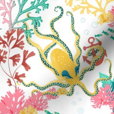 6″x 6″Colourful  kraken gang on light background  by art for joy lesja saramakova gajdosikova design